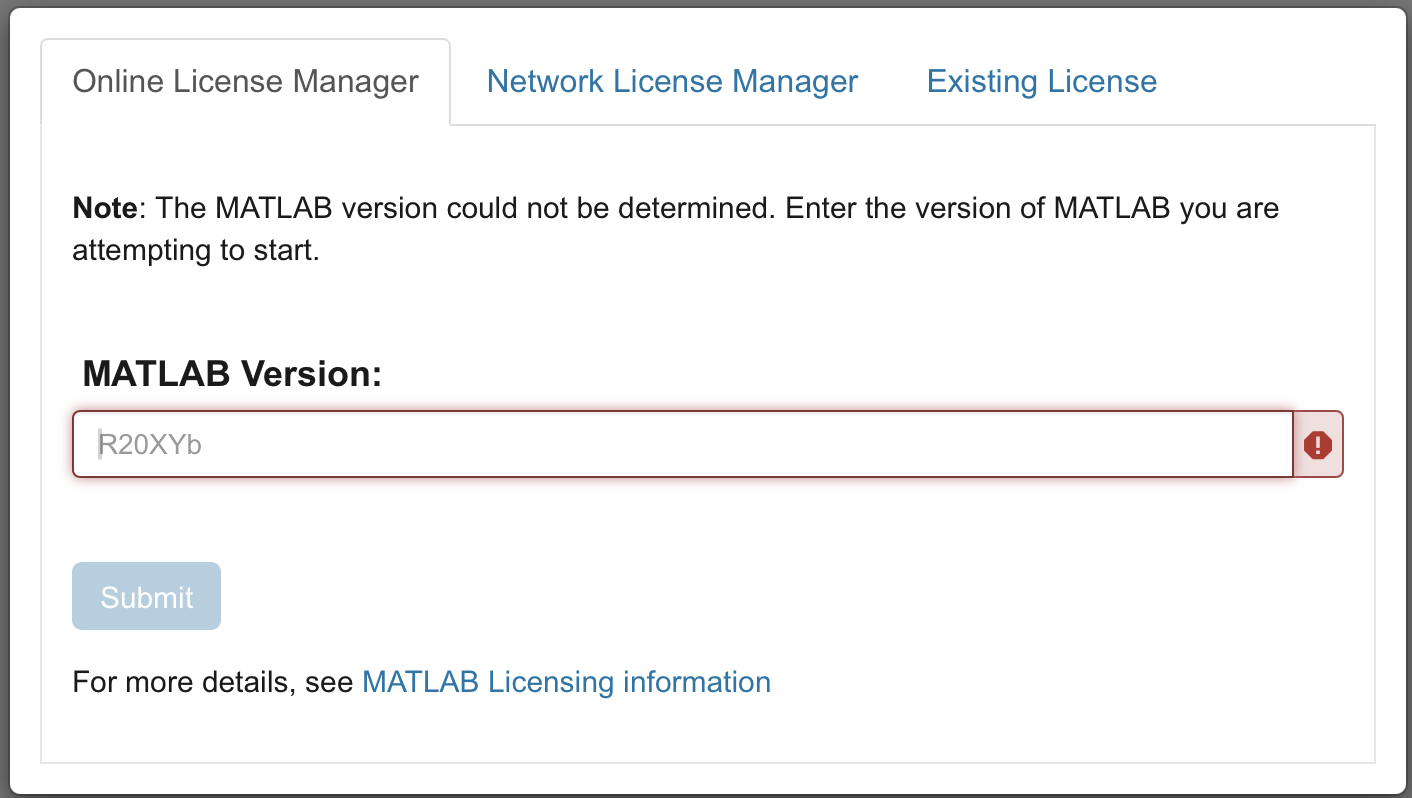 VS Code settings showing MATLAB version entry field after login.