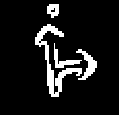 Sobel filter output using a high threshold of 240, causing too few pixels to be classified as edges.