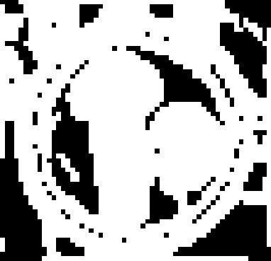 Sobel filter output using a low threshold of 15, causing too many pixels to be classified as edges.